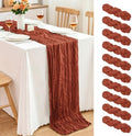 10 Pack Terracotta Cheesecloth Table Runner, 17x108 Inch Semi Sheer Boho Gauze Cheese Cloth Fabric Table Runners for Wedding Party Baby Shower Birthday Garden Farmhouse Table Decor by Yemosa