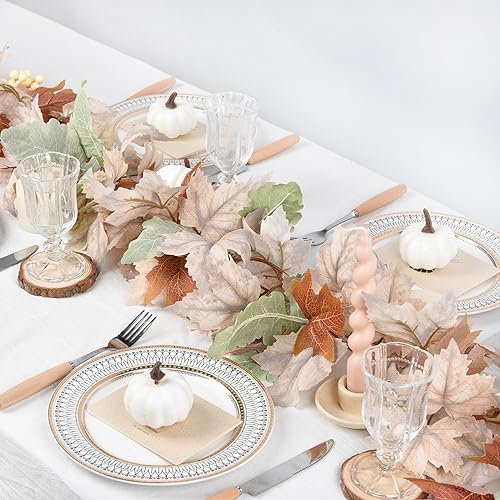 DearHouse Fall Maple Leaf Garland, 5.9Ft Hanging Vine Artificial Autumn Foliage for Thanksgiving, Home, Wedding, Fireplace, Party, Christmas Decor (White) - Image 6