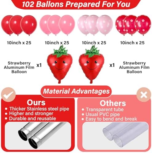 2 Sets Strawberry Balloon Column Stand Adjustable Strawberry Balloon Decor - Image 3