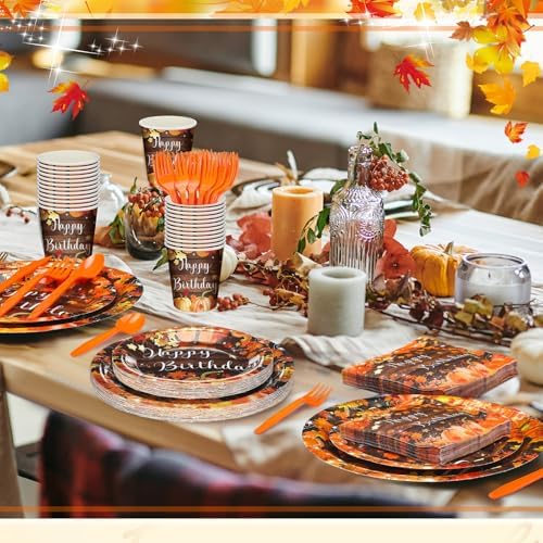 168 Fall Birthday Party Favors Pumpkin Tableware Set Serves 24 - Image 5