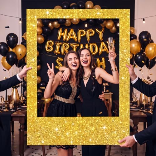 Beeveer 40 x 30 in Large Photo Booth Selfie Frame Props, Gold Vertical by Beeveer