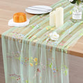BINBE 6pcs Sage Green Florals Table Runner Embroidery Gauze 10FT Daisy Seasonal Tulle Birthday Wedding Holiday Kitchen Dining Table Decor for Home Party by BINBE