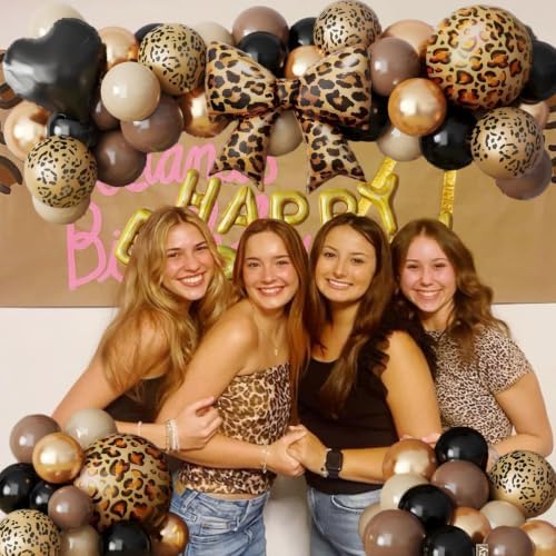 70Pcs Cheetah Print Birthday Decorations, Black Brown Gold Leopard Balloons - Image 5