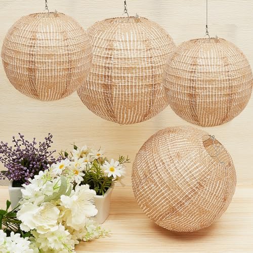 Hortsun 6 Pcs Print Burlap Paper Lanterns Classroom Decor,8/10 Inch - Image 4
