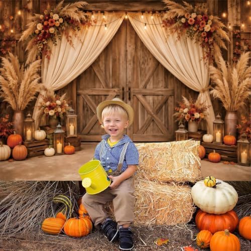 12x10ft Fall Photo Backdrop Barn Door Thanksgiving Backdrop for Photography - Image 5