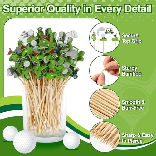 Golf Cocktail Picks, 4.7 IN Wooden Fancy Toothpicks for Appetizers - Image 3