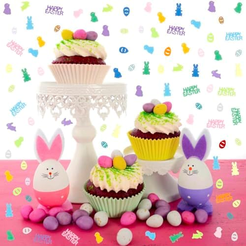 Easter Confetti Bunny Rabbit Egg Chicken Shape Table Scatters Confetti for Easter Decorations Birthday Party Bunny Party Sets - Image 2