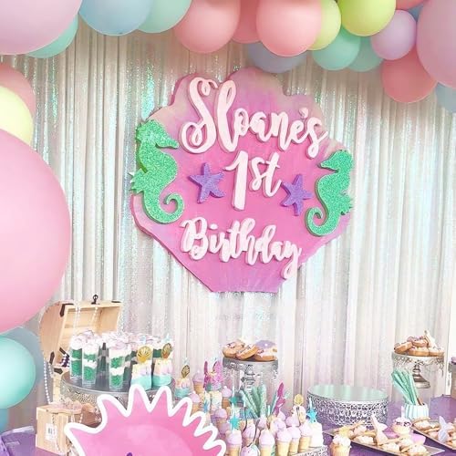 ShinyBeauty Photo Booth Backdrop - Iridescent White Sequin 8FTX10FT Sparkle Backdrop for Baby Shower & Birthday - Image 3