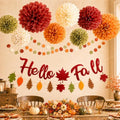 Fall Party Decorations Felt Hello Fall Leaves Garland Bnner for Home Office by Unknown