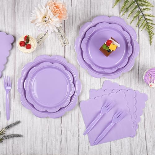 96 Pcs Lavender Paper Plates and Napkins Set Party Supplies for 24 Guest - Image 4