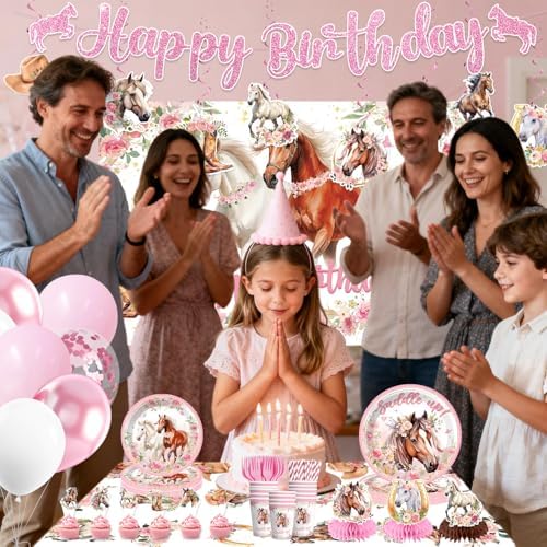 214Pcs Horse Birthday Decorations Tableware Set, 25 Serves - Image 2