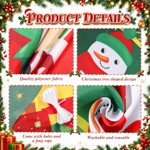 Peryiter 3 Pcs Christmas Door Decorations Giant Xmas Tree Porch Banner - Image 3
