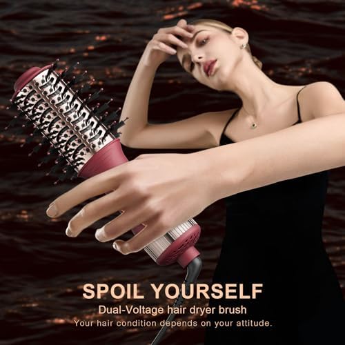 Christmas Gift for Womans-Dual Voltage Hair Dryer Brush,Travel Hair Dryer,Dual Voltage Blow Hair Dryer Brush,European Blow Hair Dryer,110~240V Mini Portable Size for International Travel - Image 2