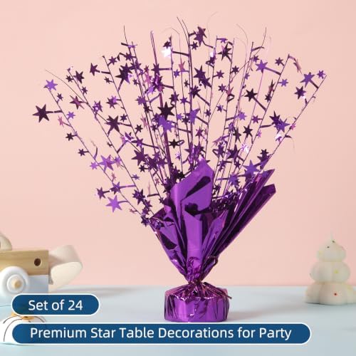 24 Pack Purple Metallic Foil Spray Centerpiece Star Table Decoration Burst Table Centerpieces for Birthday Graduation New Year Halloween Party Supply (Purple) - Image 2