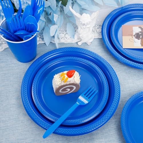 MirthMood 350 Pcs Blue Party Plates, Disposable Dinnerware Set for party - Image 4