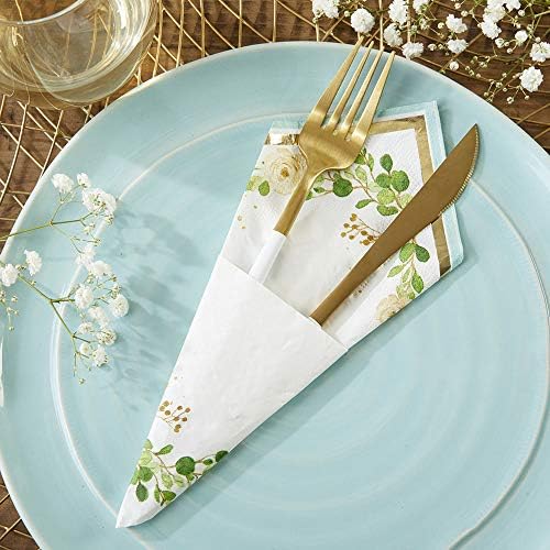 Kate Aspen Sage Green Party Decorations, Eucalyptus Floral Botanical Garden 62 Piece Plates and Napkins Party Supplies (16 Guests) Greenery Baby Shower Decorations & Bridal Shower Decor - Image 4
