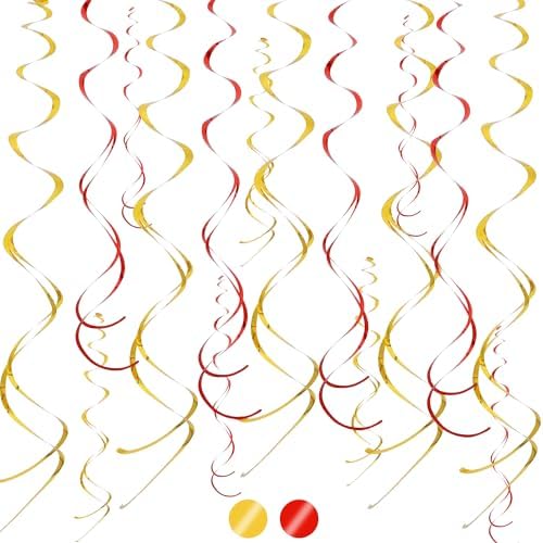 BEISHIDA 20Pcs Red Gold Hanging Swirls Birthday New Year Graduation Decor by Beishida