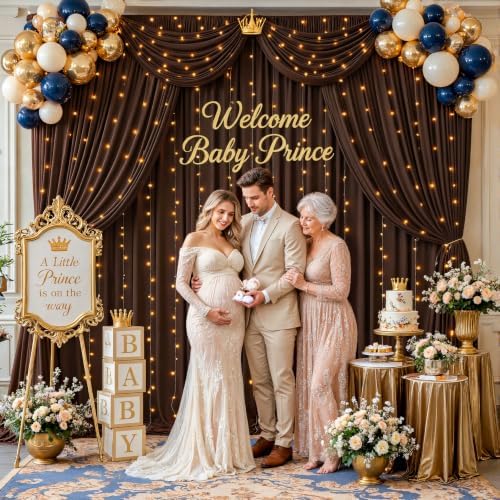 Brown Backdrop Curtains with Lights for Parties,20x10FT Wrinkle Free Wedding Photo Backdrop Curatin Drapes Fabric for Baby Shower Birthday Ceremony Reception Home Party Decorations - Image 7