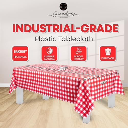 Grandipity Plastic Table Cloth Disposable 12 Pack 54” x 108” Rectangle - Image 2