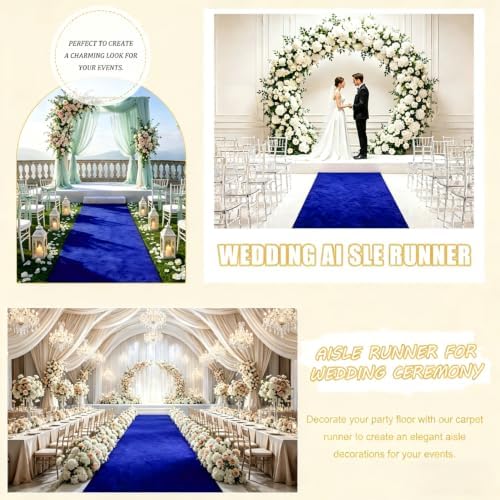 Wedding Decorations Aisle Runner for Wedding Ceremony Royal Blue Velvet Aisle Runner 15FTx2FT Party Runner Aisle Outdoor Aisle Hallway Wedding Runner for Bridal Shower Indoor Church Aisle Carpet - Image 6