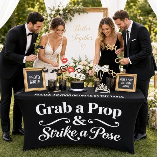 4ft Photo Booth Tablecloth Black Stretch Spandex Table Cover - Image 3