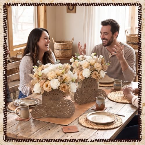 Cinnvoice 6 Pcs Cowboy Hat Centerpieces for Table Wooden Western Decor - Image 6