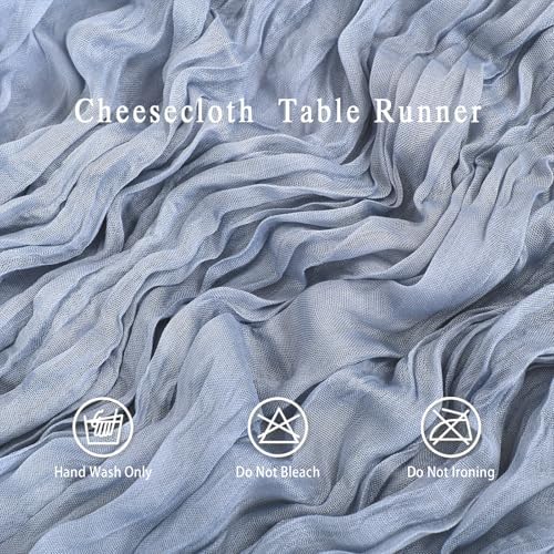 8 Pack Dusty Blue Cheesecloth Table Runner 17x108 inch Boho Gauze Cheese Cloth Table Runners for Wedding Party Baby Bridal Shower Home Decor - Image 3