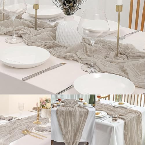6 Pack Rose Brown Cheesecloth Table Runner 10FT Rustic Gauze Fabric Cheese Cloth Table Runner for Wedding Bridal Baby Shower Table Decor Boho Sheer Birthday Party Table Decorations 20 x 120 Inch Long - Image 6