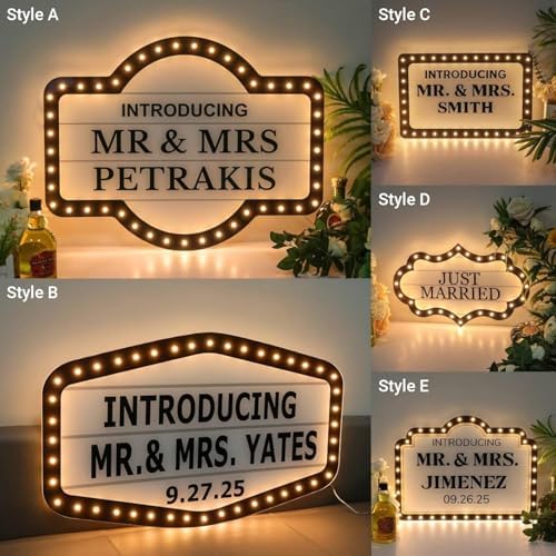 Large Wedding Bottle Service Sign, Personalized Wedding Entrance Props Led Marquee Sign for Reception, Custom Waterproof Light up Marquee Sign for Bridal Engagement Anniversary Nightclub Gift - Image 4