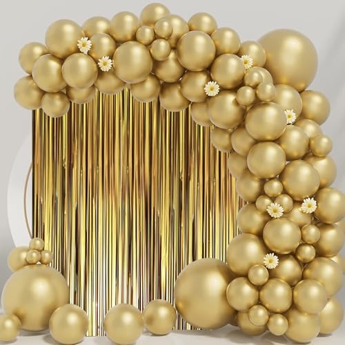 Voircoloria Dark Gold Foil Fringe Backdrop Curtains,3.3x8.2ft, 3 Pack - Image 7