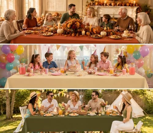 12 Pack Fall Rectangle Plastic Tablecloth, Brown Orange Green - Image 7