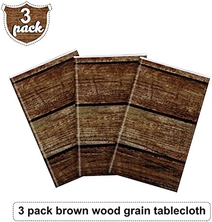 Irenare 3 Pcs Brown Wood Grain Western Tablecloth Plastic - Image 4