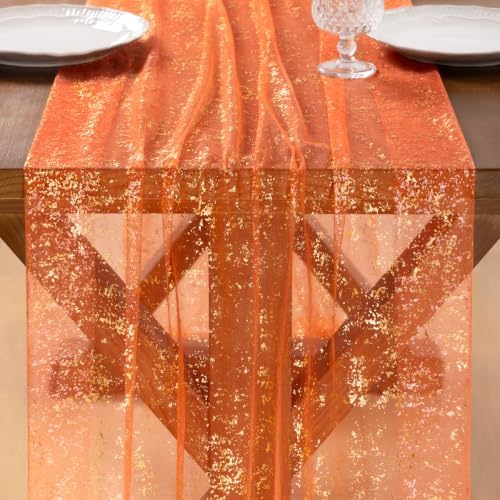Gold Gauze Table Runner Glitter Fall Wedding Birthday Party Table Decor - Image 2