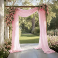 Baby Pink Wedding Arch Draping Fabric Sheer Curtain Drapes 2 Panels | 20 ft Extra Long Shimmery Backdrop Curtains for Wedding Anniversary Party Summer Outdoor Events Drapery Photo Backgrounds by Aeviusmo