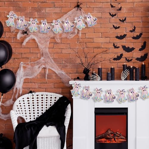 Oudain 2 Pack Halloween Ghost Garland 6.56 ft Iridescent Ghost Decor - Image 6