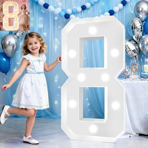 Pooqla 3 FT Marquee Numbers, Light Up Number 8 8th Birthday Decorations by Pooqla