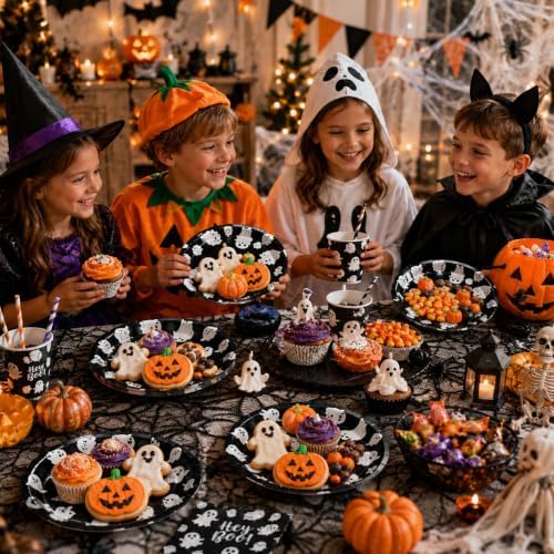 50 Pcs Halloween Oval Hey Boo Paper Plates, 11 x 9 Inch - Image 6
