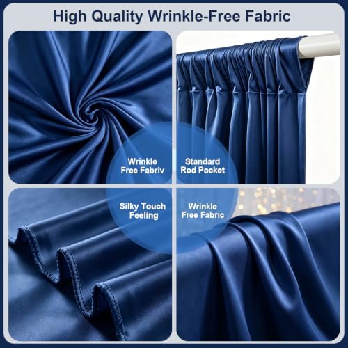 10x10ft Wrinkle Free Blue Backdrop Curtain for Parties - Image 6