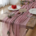 3Pcs Dusty Rose Cheesecloth Table Runner 120 Inches for Party Home Decor by KEKETOARRANGE