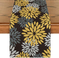 Artoid Mode Gold Black Silver Dahlia Floral Pinnata Fall Table Runner, Seasonal Kitchen Dining Table Decoration for Home Party Decor 13x72 Inch by ArtoidMode