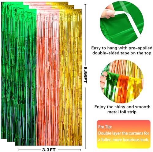Luau Party Decorations - Green Gold Rose Tropical Streamers Backdrop Banner | Hawaiian Party Decorations for Indoor Outdoor - Summer Beach Pool Birthday Favors Supplies for Home Wall,2 Pack - Image 2