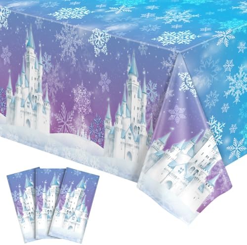 NatNarr 3 Pack Frozen Tablecloth, Snowflake Plastic Tablecloths by NatNarr