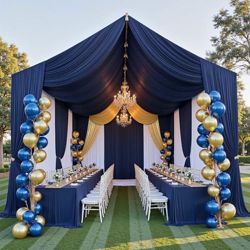 10ftx40ft Navy Blue Ceiling Curtain for Wedding Parties by PartyVillage