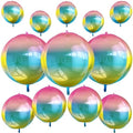 12PCS Gradient Rainbow Round Foil Balloons 22" 15" 10" Large Chrome Balloon by vibzox