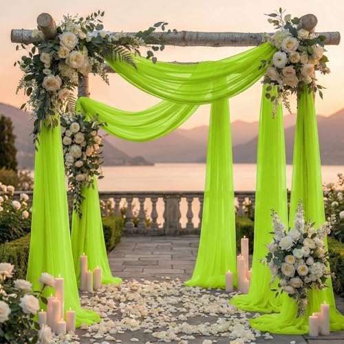Pack of 1 Wedding Arch Drape Panel Fabric 30" x 20ft - Parrot Green - Image 4