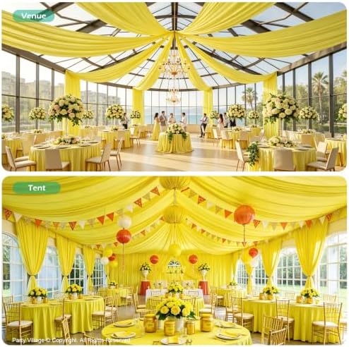 50ftx40ft Yellow Ceiling Curtain for Wedding Parties - Image 4