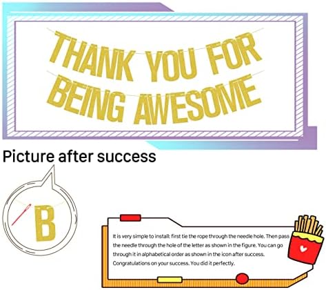 Thank You for Being Awesome Banner Gold Glitter, We Will Miss You Banner, Birthday,for Retirement Farewell Going Away Office Work Party Decorations Gold Glitter - Image 3