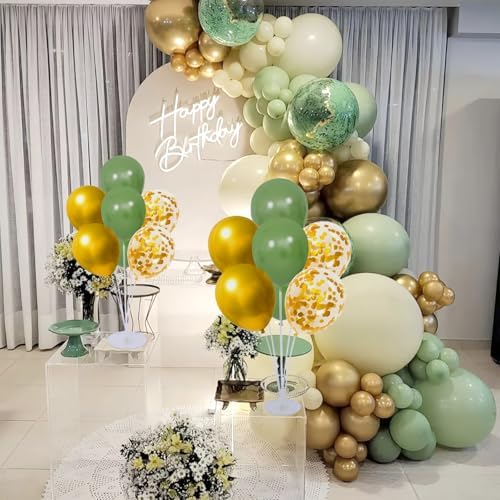 6 Set Balloon Stand Kit for Table Centerpieces With Balloon and Base Party Decorations for Birthday Wedding Retirement Graduation Baby Shower (Green Gold) - Image 4