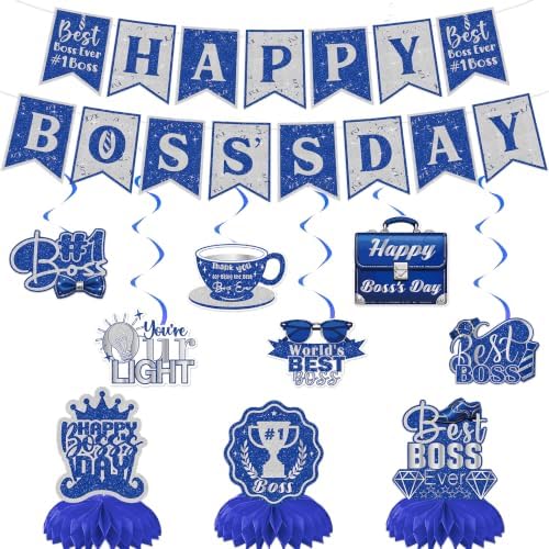 Boss Day Decorations, Happy Boss's Day Banner and Honeycomb Centerpieces by VeyoCraft
