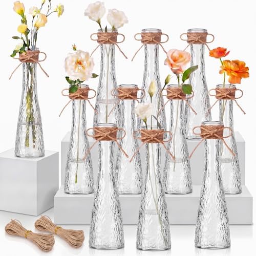 Set of 18 Clear Glass Bud Vases for Centerpiece, Water Ripple by Unknown